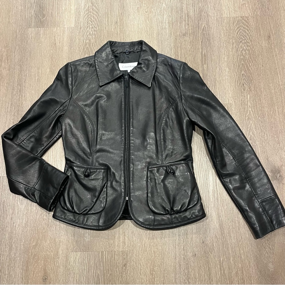 Calvin Klein black leather jacket